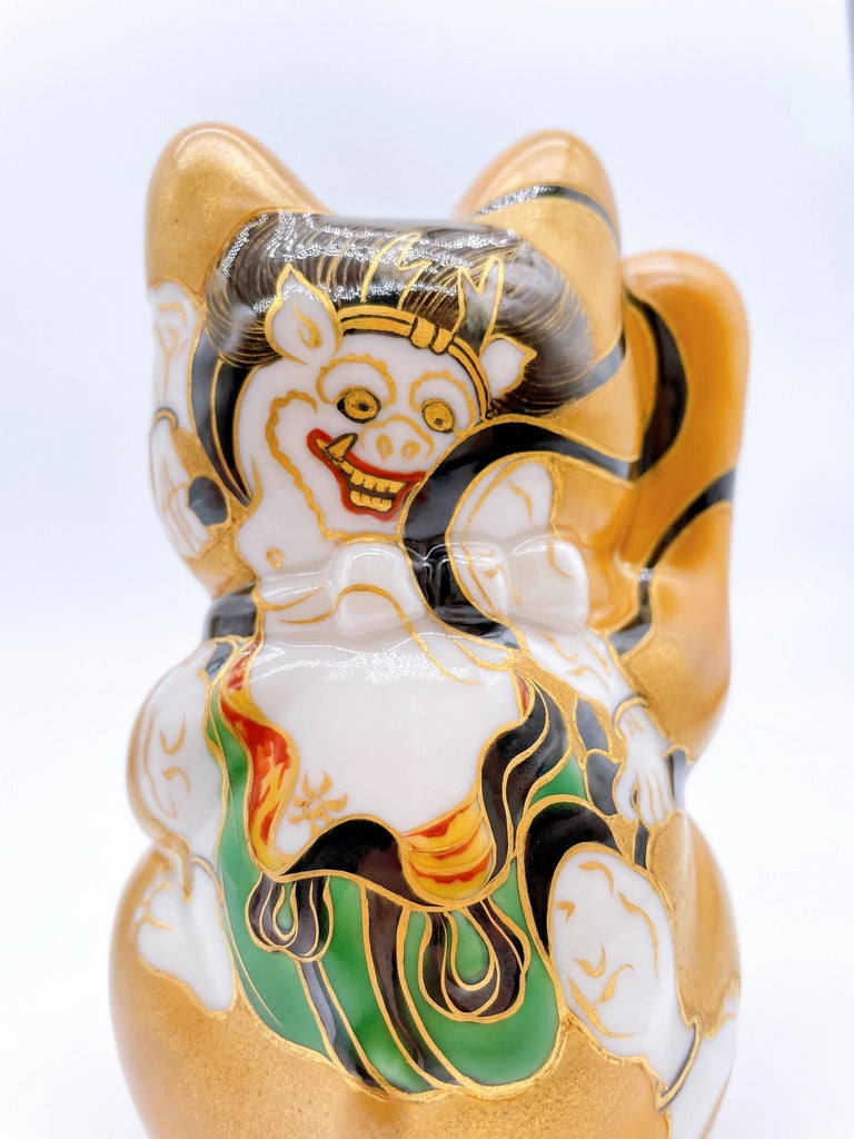 日本清水烧招财猫金地风神