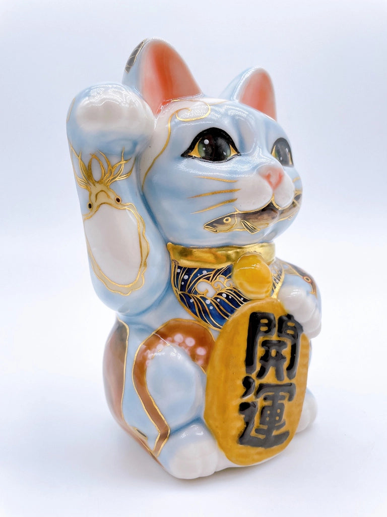 日本清水燒招財貓 伊藤若沖 魚群