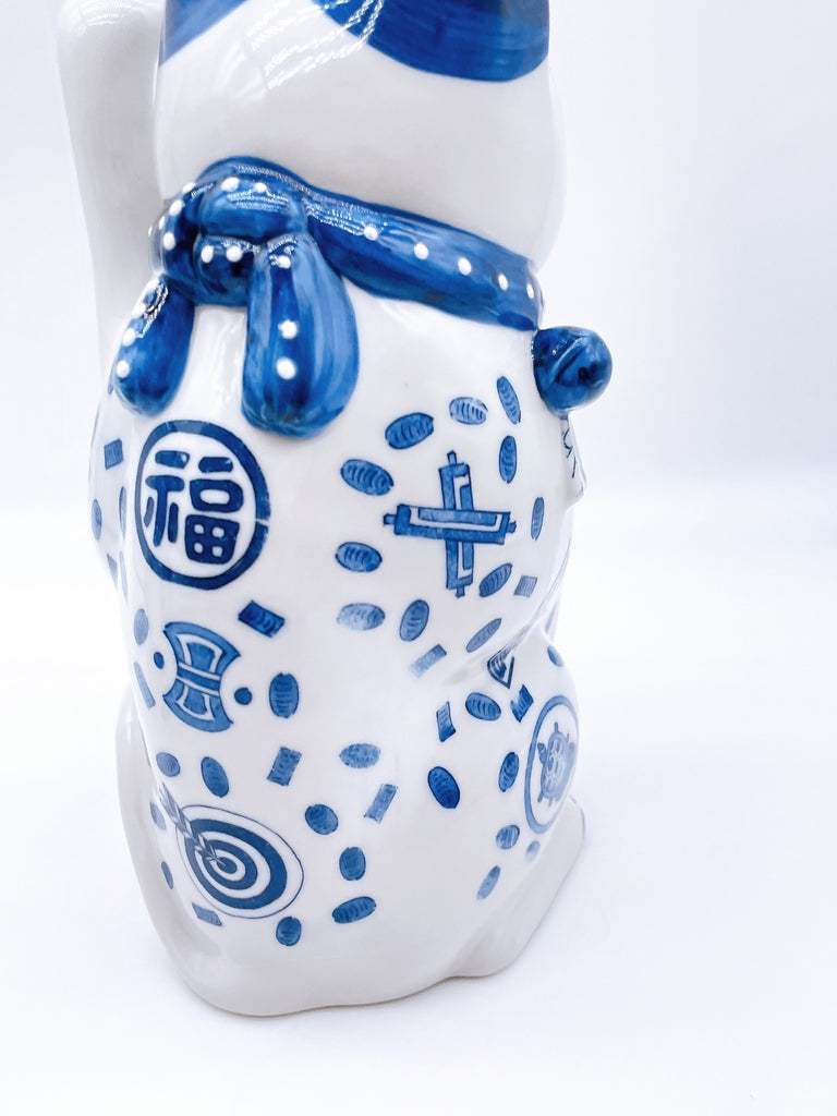 日本瀬戸焼染付招财猫中号