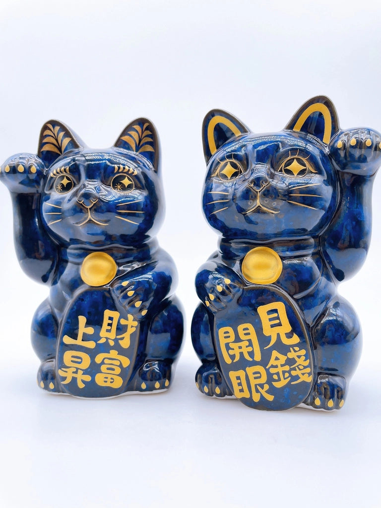 日本清水烧招财猫青墨见钱开眼