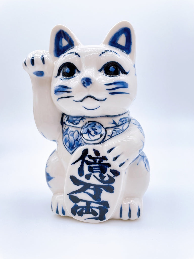 日本清水烧招财猫染付亿万両