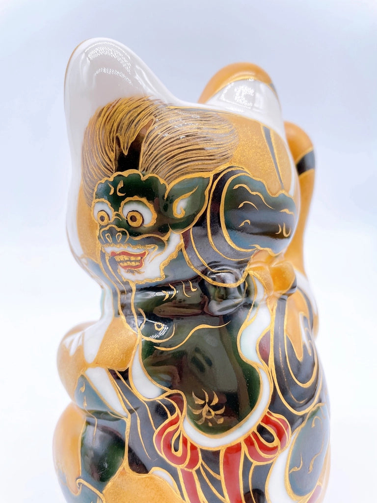 日本清水烧招财猫金地风神