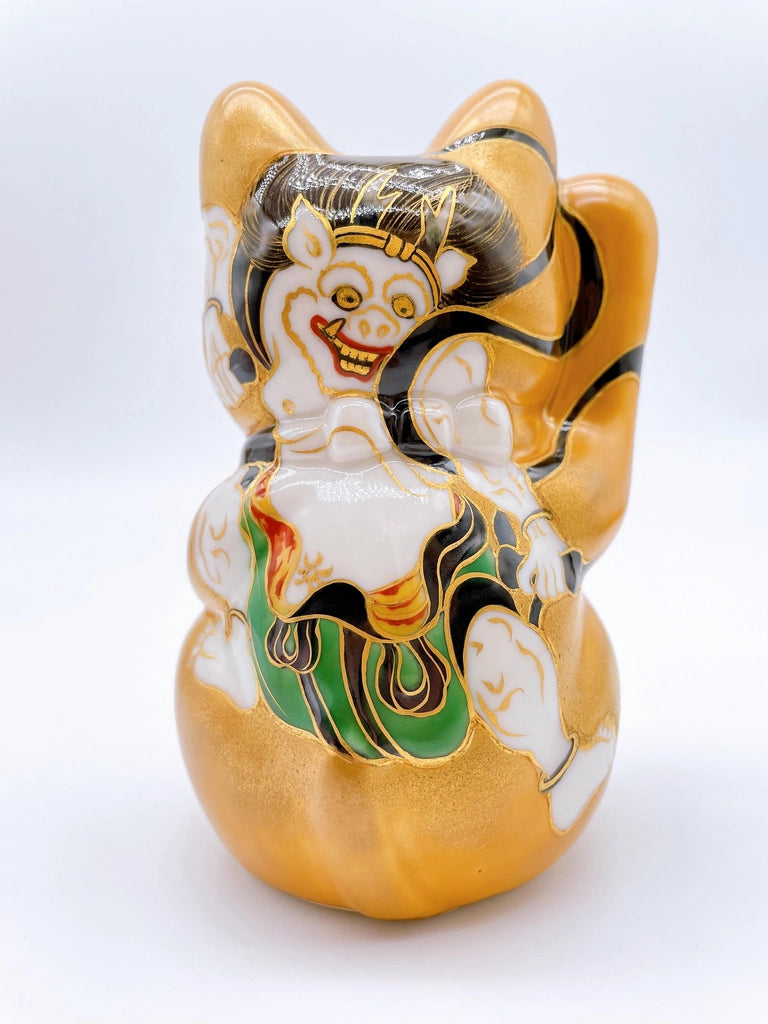 日本清水烧招财猫金地风神