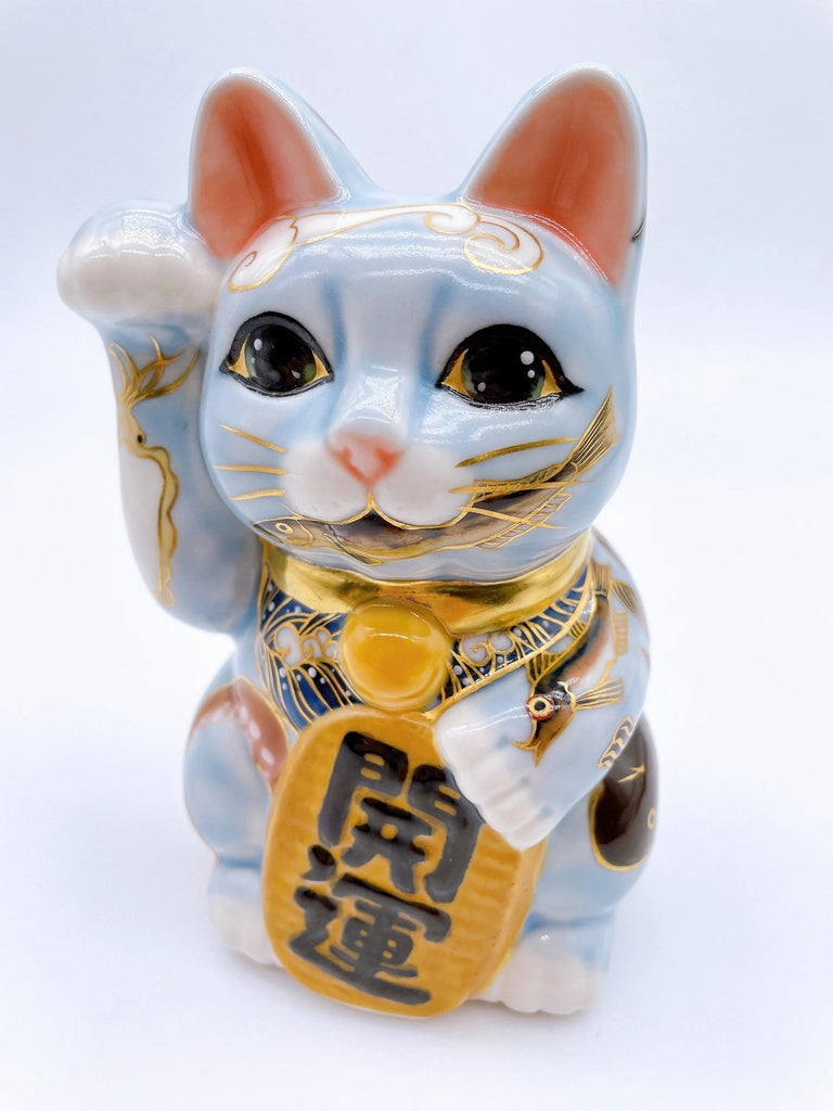 日本清水燒招財貓 伊藤若沖 魚群