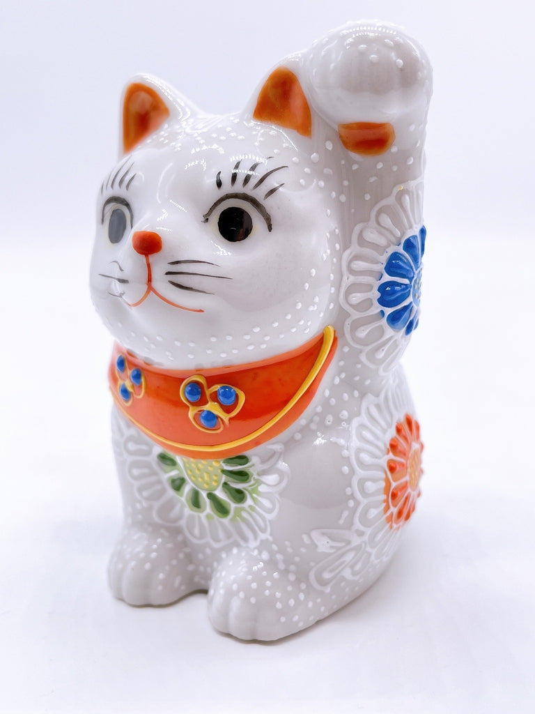 Japanese Kutani Ware Lucky Cat Shiromori No. 2