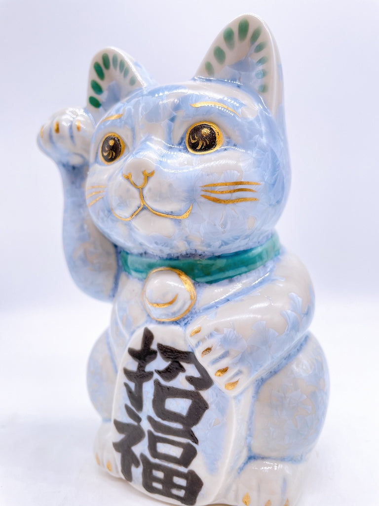 日本清水烧招财猫花结晶银藤