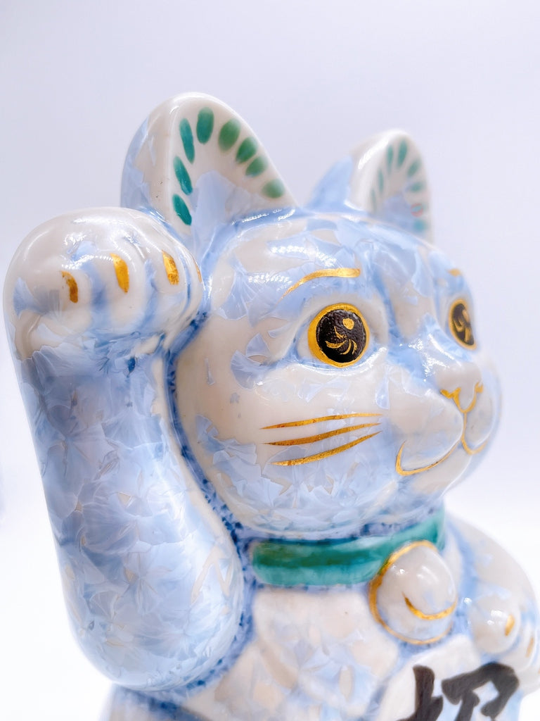 日本清水烧招财猫花结晶银藤