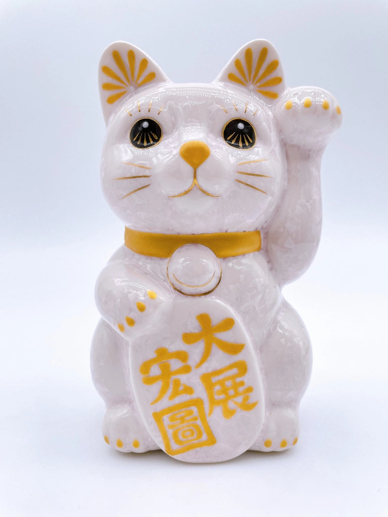 日本清水烧招财猫 花结晶 桃