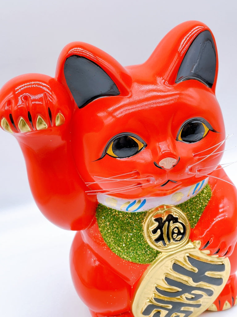 日本常滑小判招財貓 紅色8號