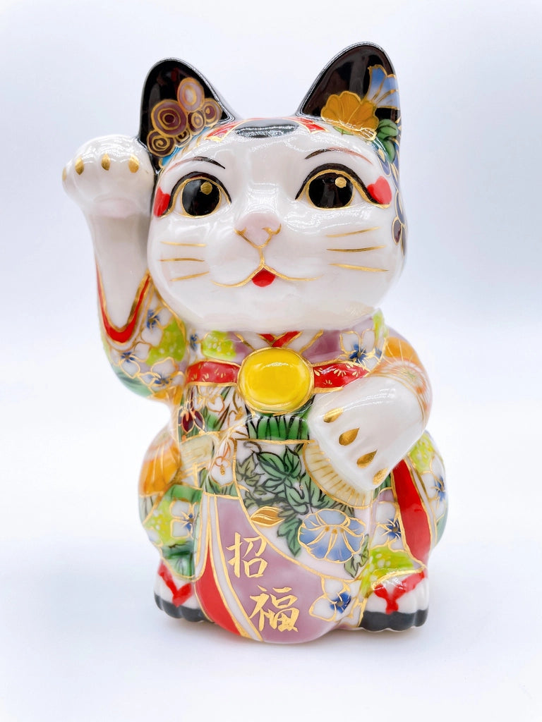 Japanese Kiyomizu-yaki Lucky Cat, Maiko Iris, Lucky Cat