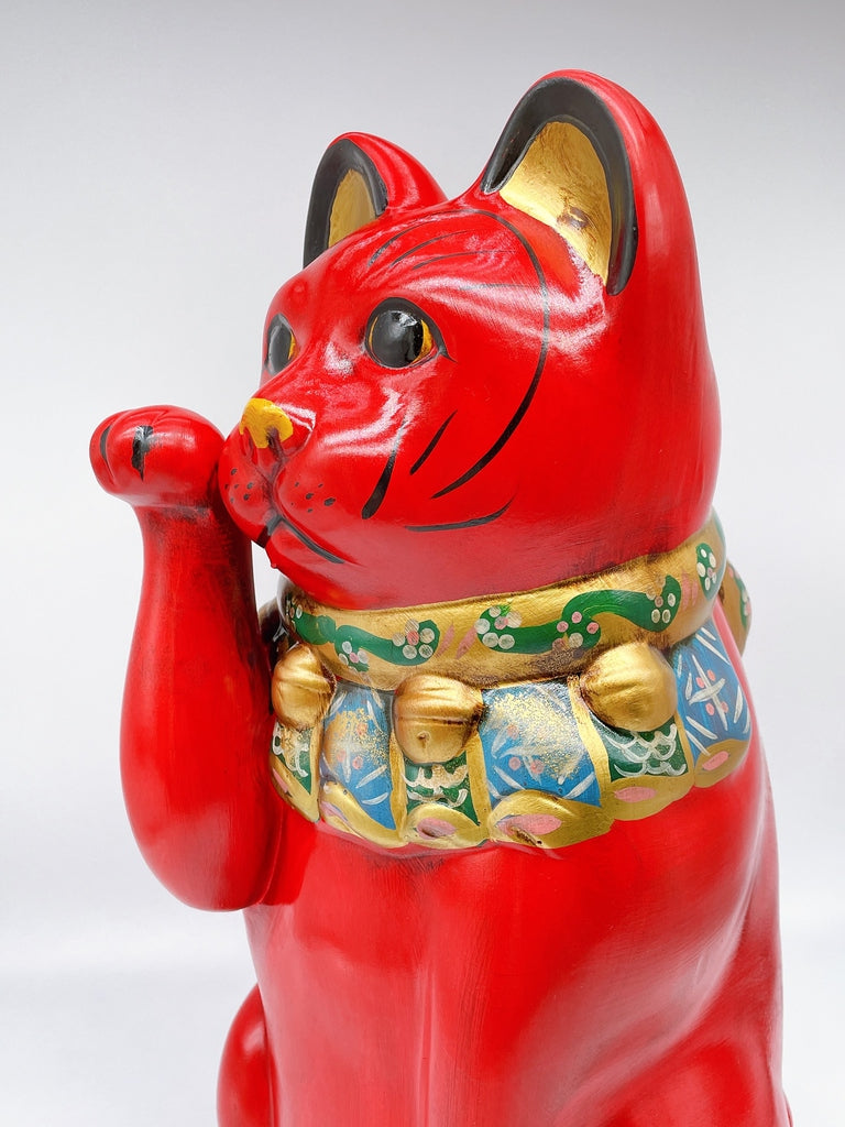 日本濑戸烧大正古赤招财猫.复刻版12号