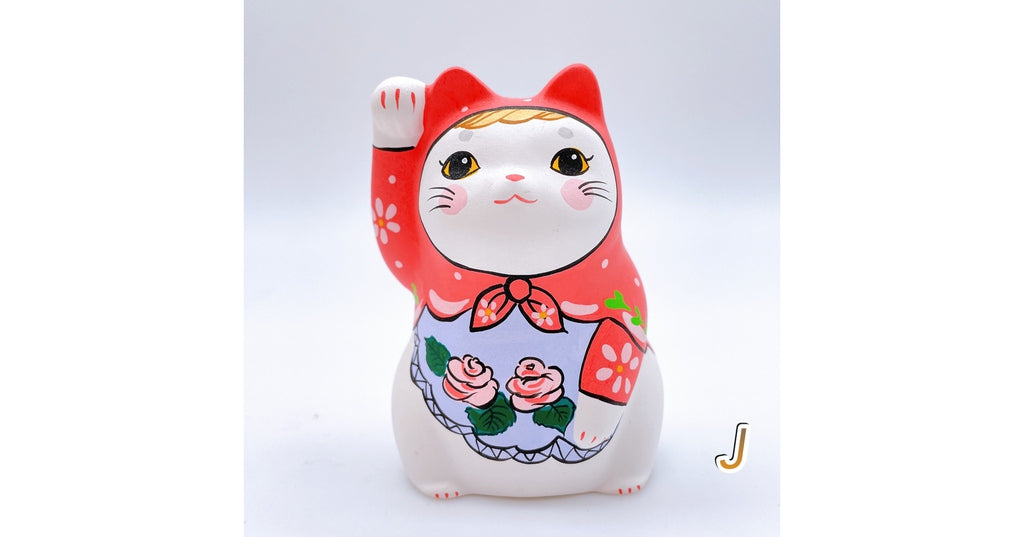 日本谷中堂彩色招財貓 拇拇花 大號