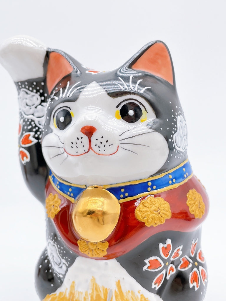 日本九谷烧樱花金富士招财猫