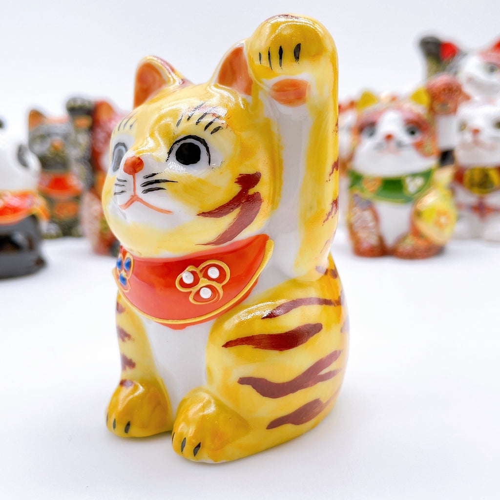 Japanese Kutani Ware Lucky Cat Tiger Pattern No. 2