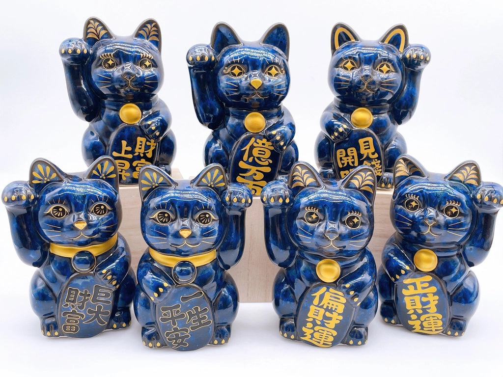 日本清水烧招财猫青墨见钱开眼