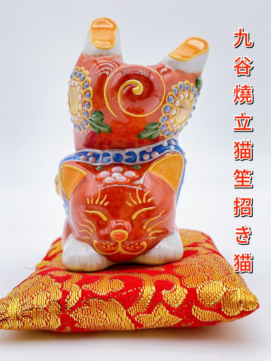 日本九谷燒招財貓 立貓笙