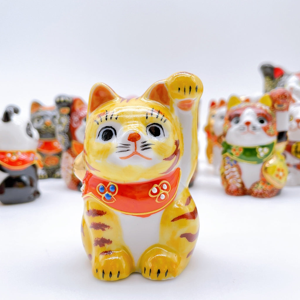 Japanese Kutani Ware Lucky Cat Tiger Pattern No. 2
