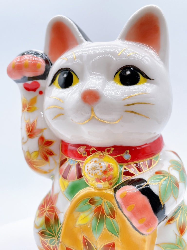 日本清水烧招财猫红叶兔