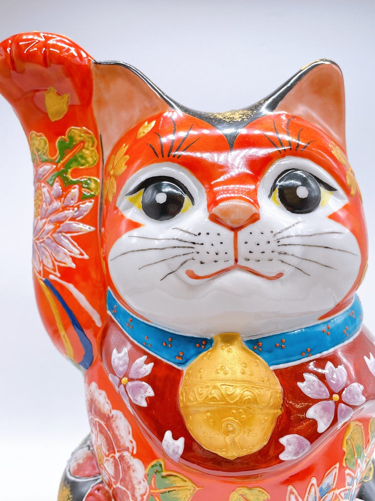 日本九谷燒紅黑華盛招財貓