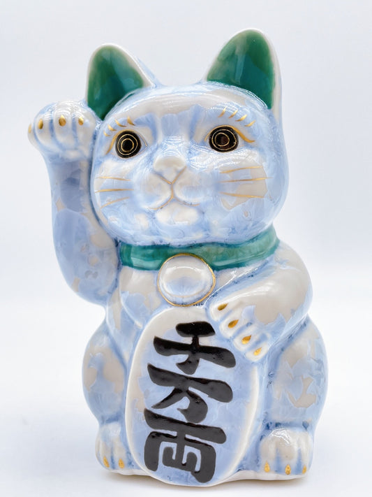 日本清水烧招财猫花结晶银藤