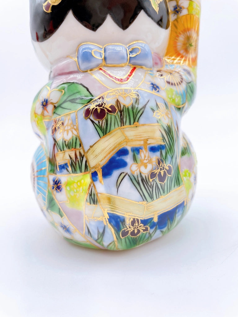 Japanese Kiyomizu-yaki Lucky Cat, Maiko Iris, Lucky Cat