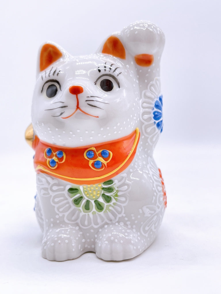 Japanese Kutani Ware Lucky Cat Shiromori No. 2