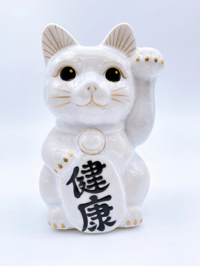 日本清水烧招财猫花结晶白富贵健康