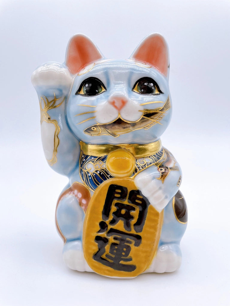 日本清水燒招財貓 伊藤若沖 魚群