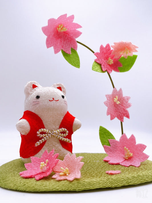 Japanese lucky cat cherry blossom