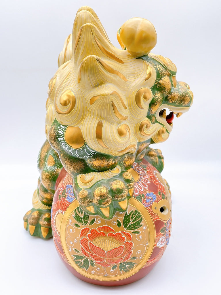 日本九谷燒劍獅子 10號  綠彩