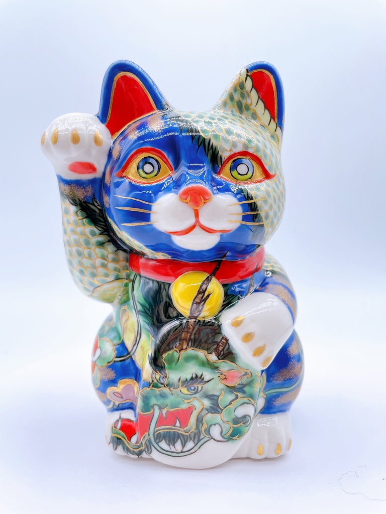 日本清水燒招財貓  龍金模樣