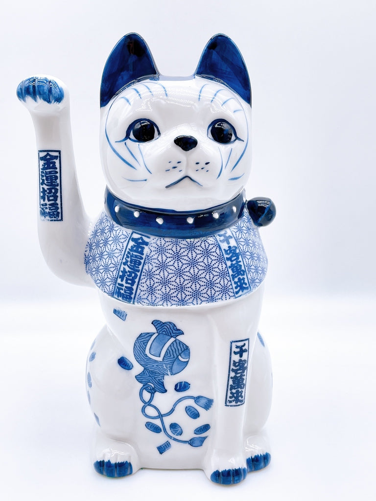 日本瀬戸焼染付招财猫中号