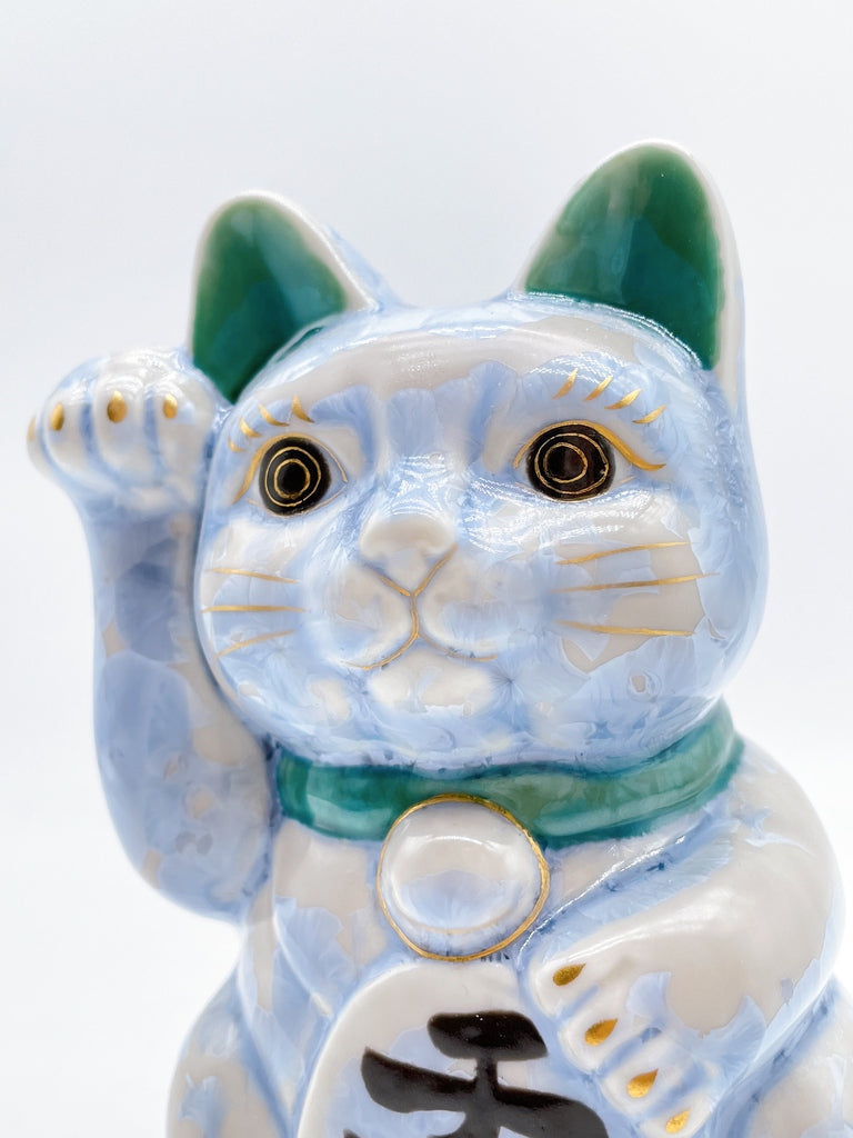 日本清水烧招财猫花结晶银藤