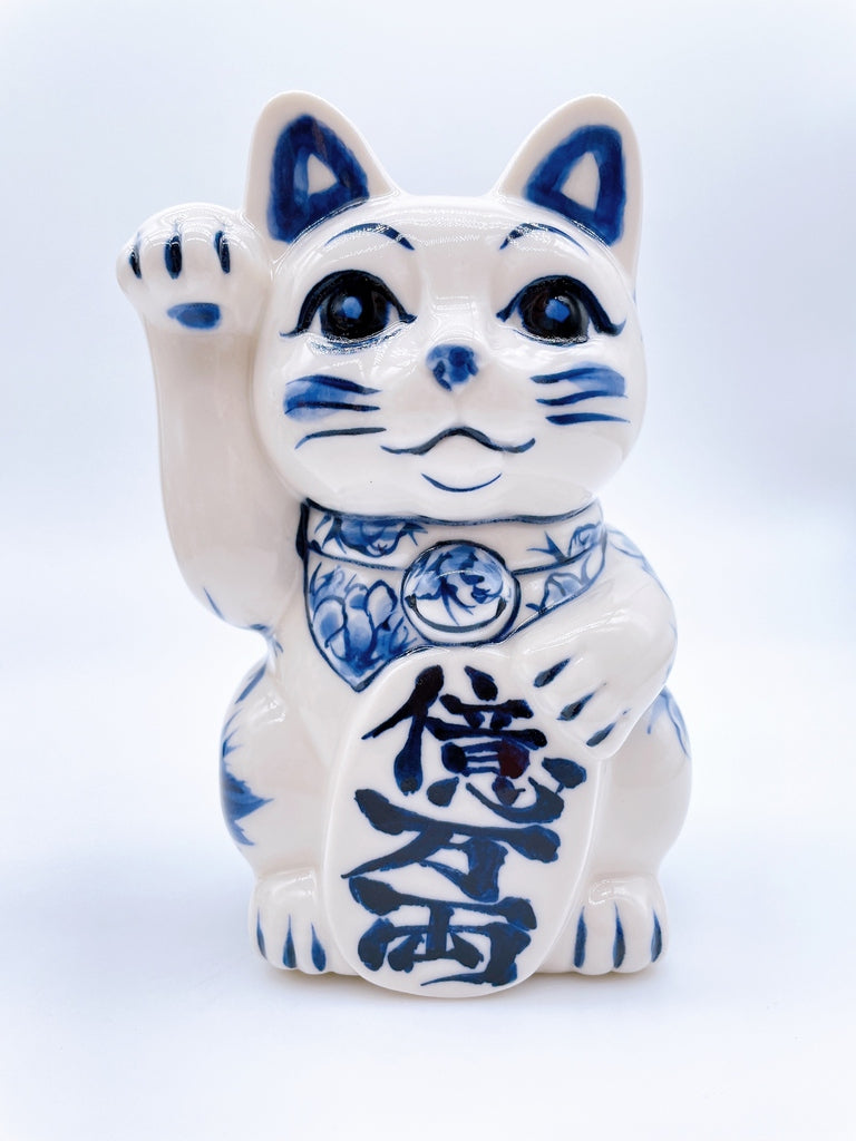 日本清水烧招财猫染付亿万両