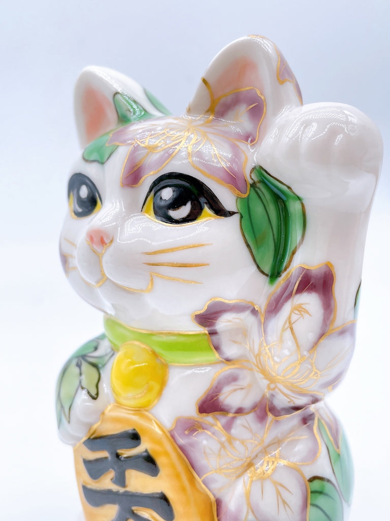 日本清水烧招财猫紫荆花