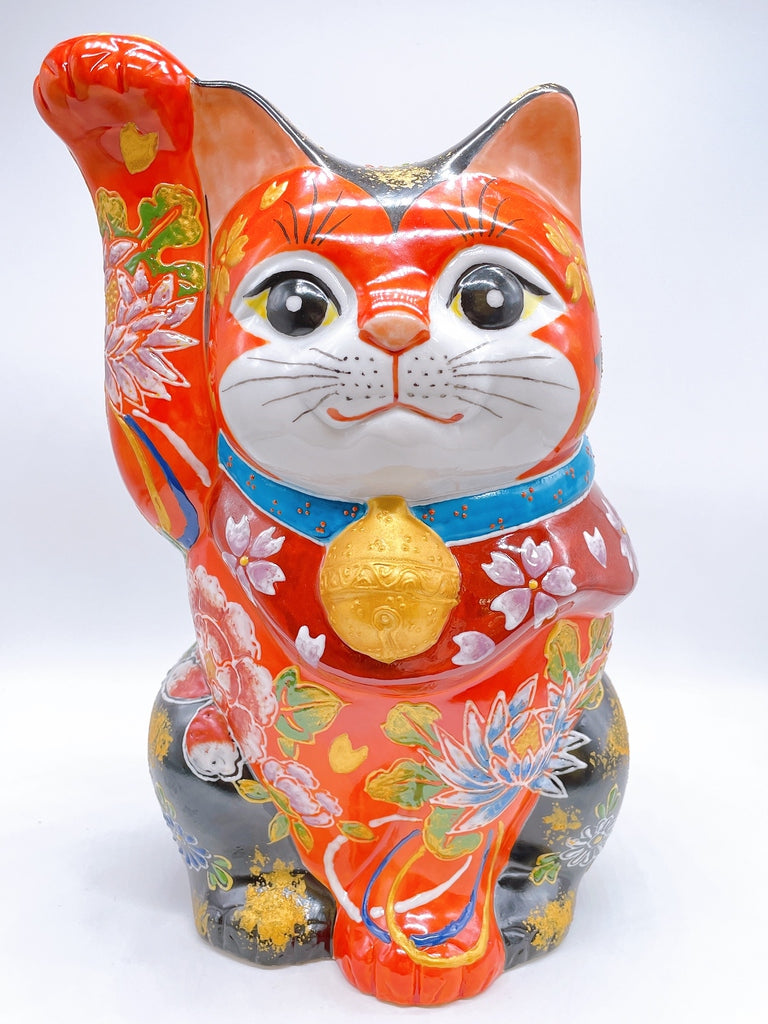 日本九谷燒紅黑華盛招財貓