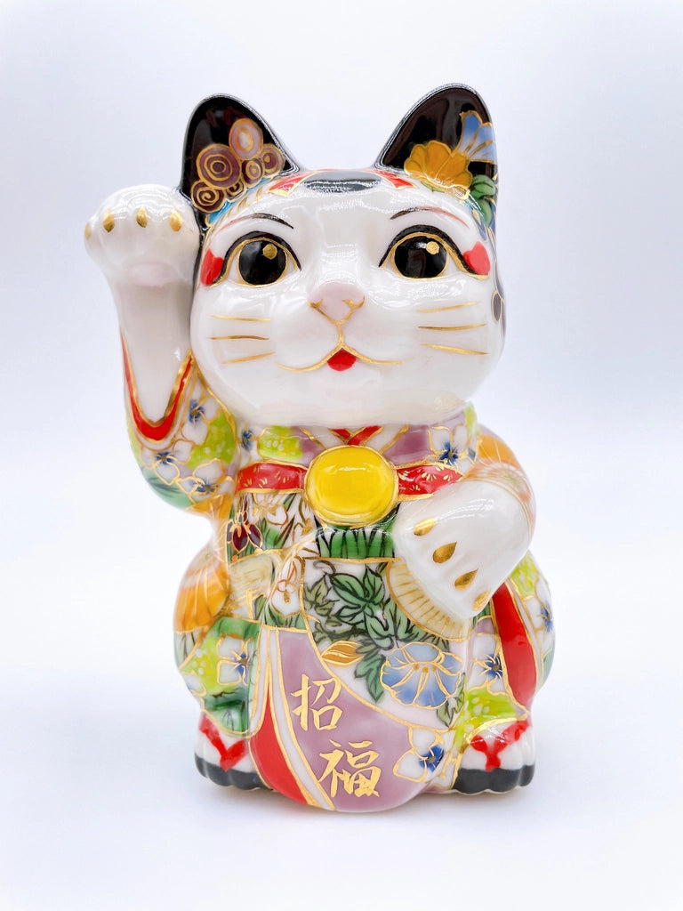 Japanese Kiyomizu-yaki Lucky Cat, Maiko Iris, Lucky Cat