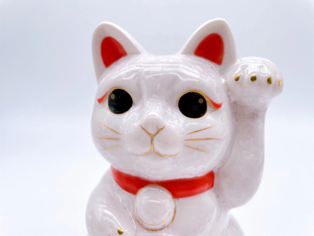 日本清水烧招财猫花结晶一生平安