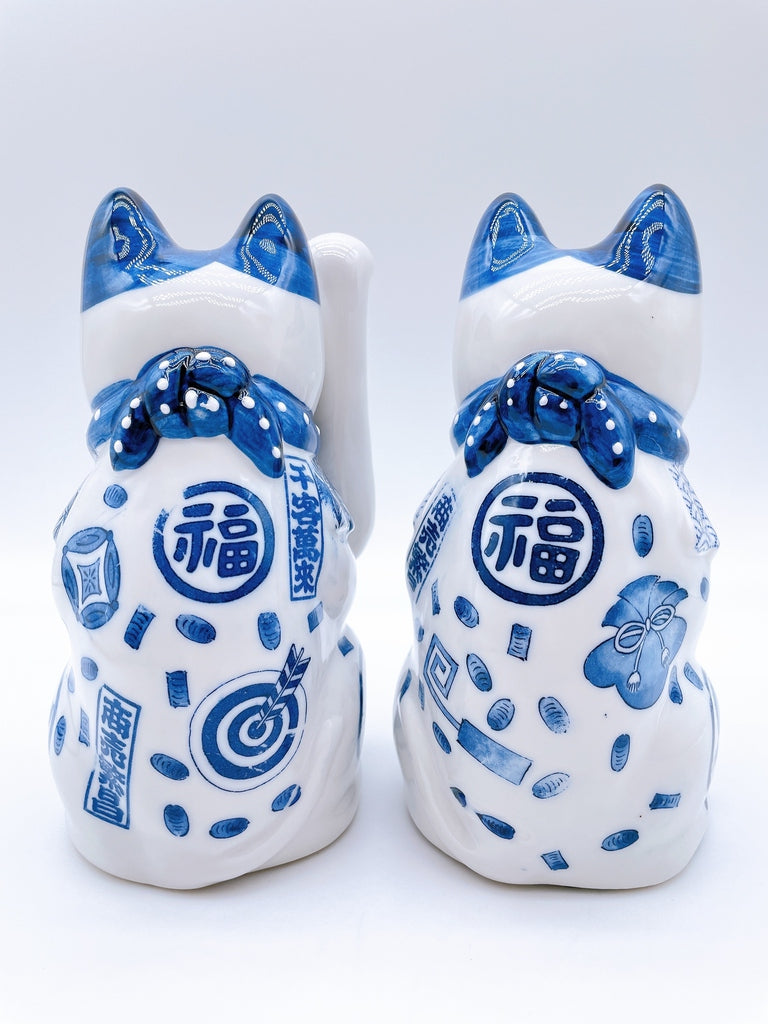 日本瀬戸焼染付招财猫小号