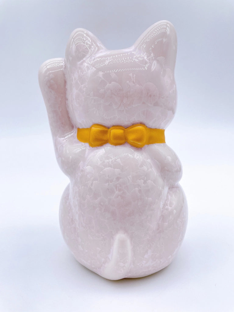 日本清水烧招财猫 花结晶 桃