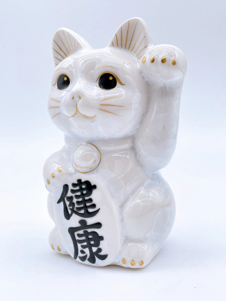 日本清水烧招财猫花结晶白富贵健康