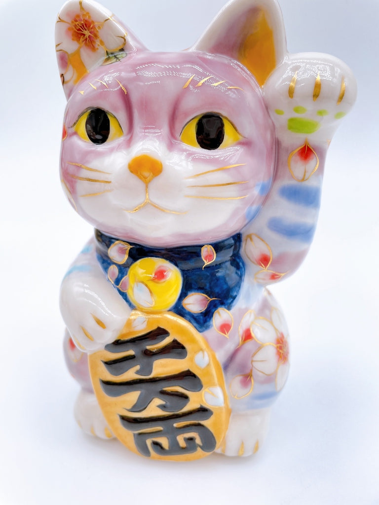 日本清水燒招財貓  紫地櫻