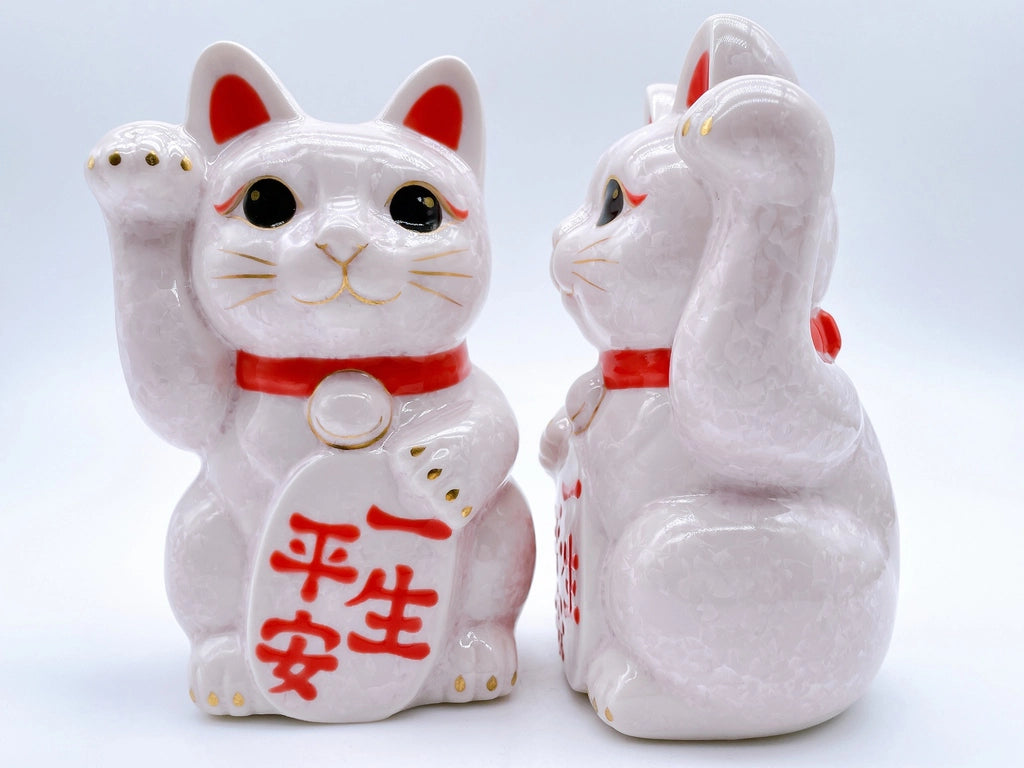 日本清水烧招财猫花结晶一生平安