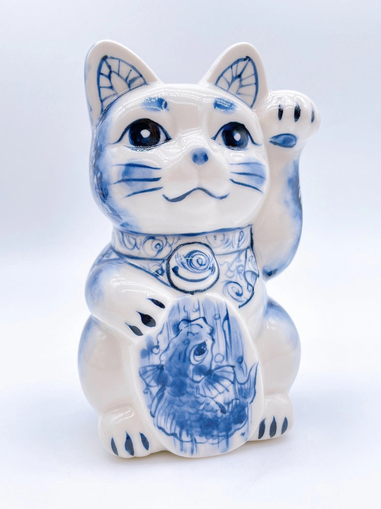 日本清水烧招财猫染付龙