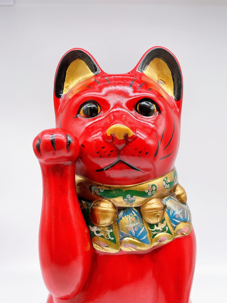 日本濑戸烧大正古赤招财猫.复刻版12号