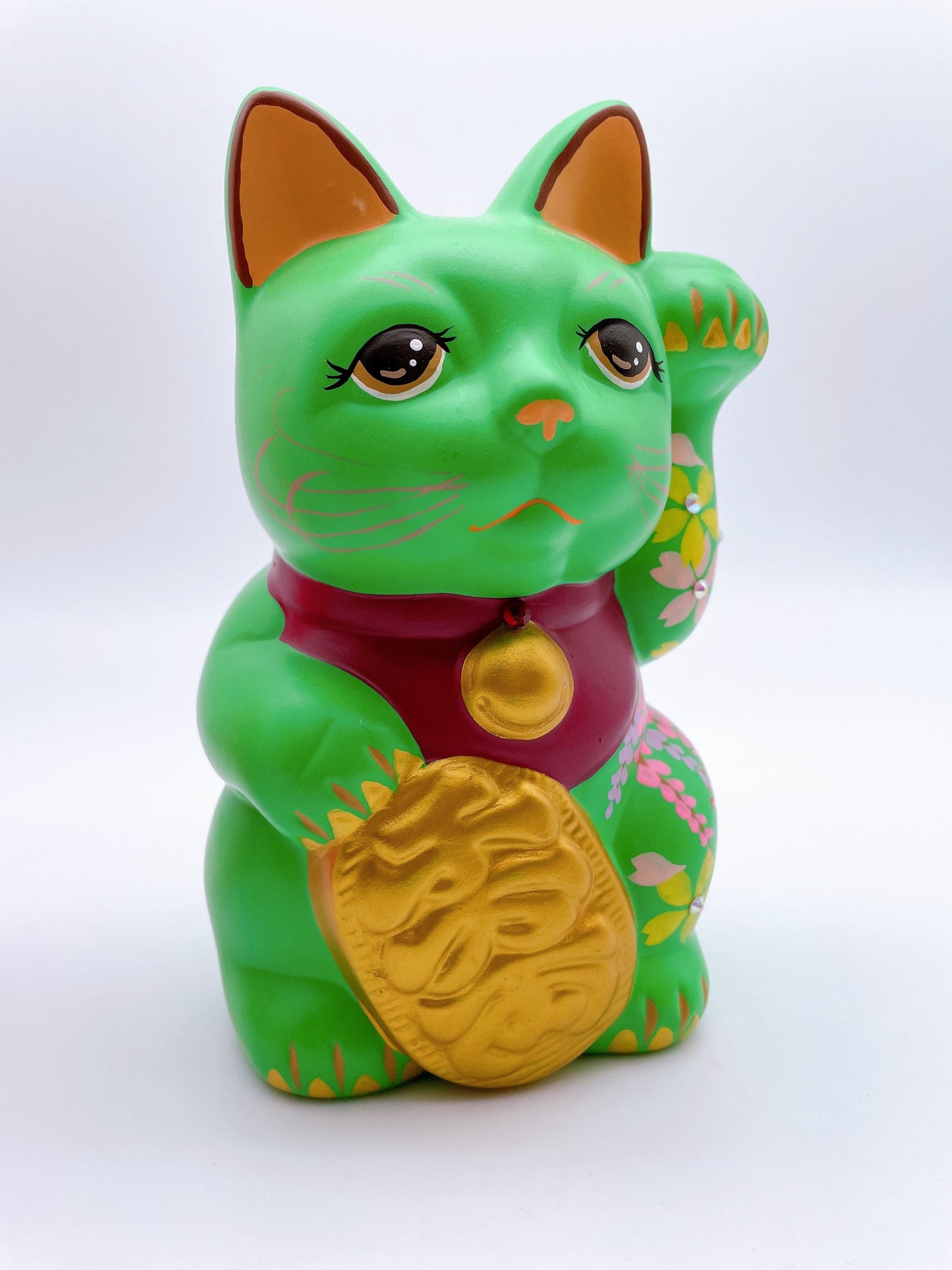 日本七彩福小判招財貓 綠櫻