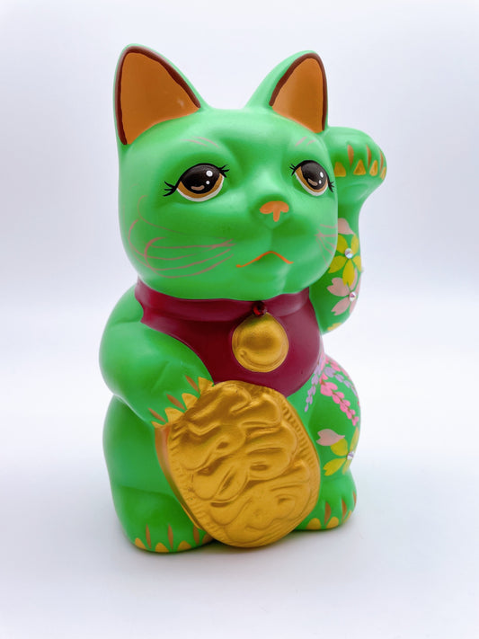 日本七彩福小判招財貓 綠櫻