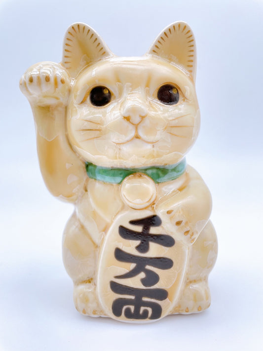 日本清水烧招财猫花结晶金花