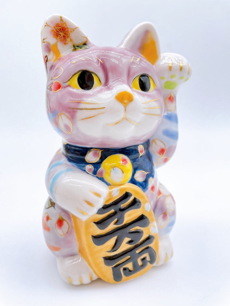 日本清水燒招財貓  紫地櫻