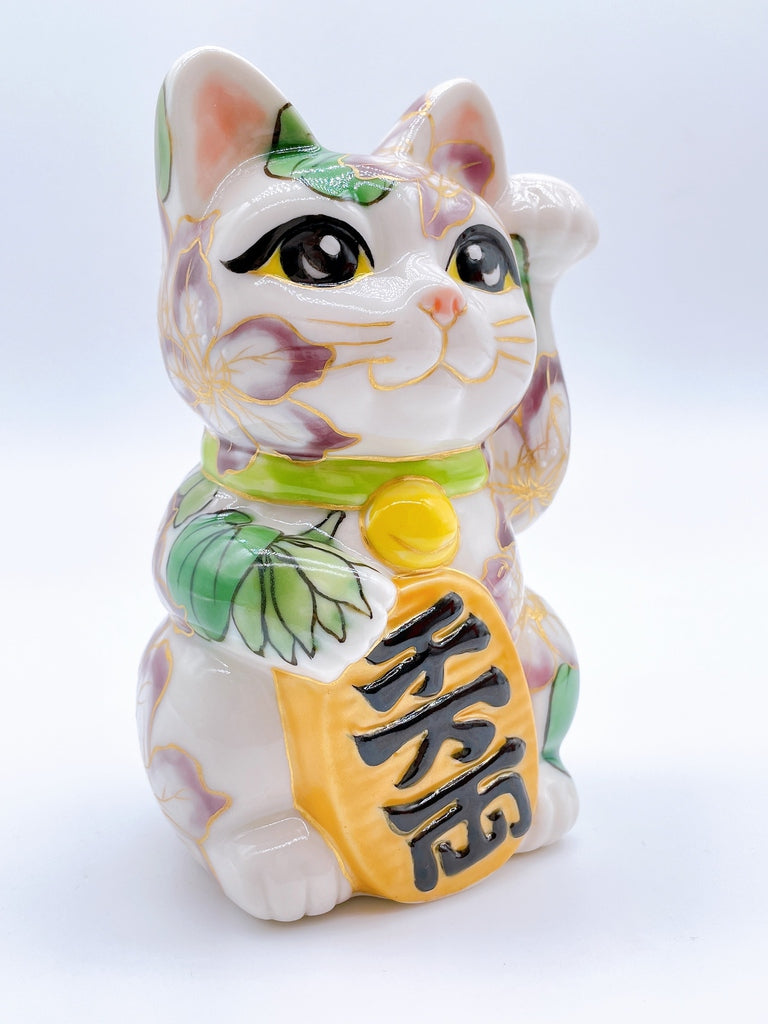 日本清水烧招财猫紫荆花
